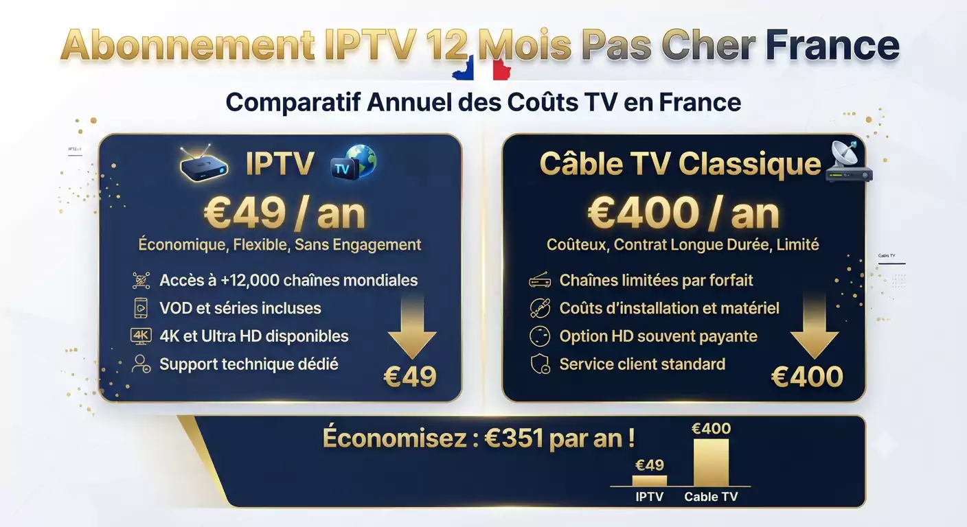 Abonnement IPTV 12 Mois Pas Cher France 2026 | Abonnement IPTV 12 Mois Smart TV